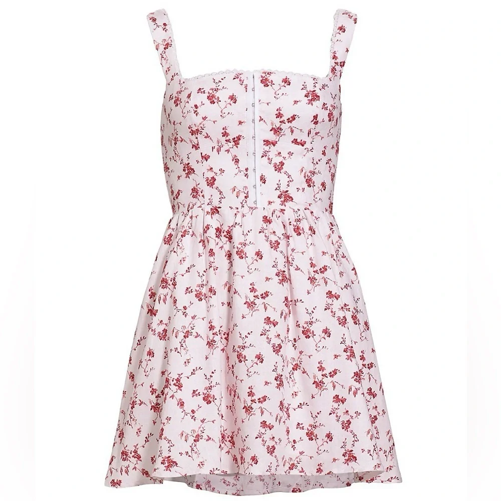 Reformation Blogger Fave Sheri Floral Linen Mini Dress in Rosalie Size 10 - Picture 5 of 6